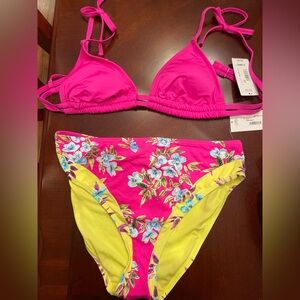 NWT Floral Pink and Yellow Bikini Set
